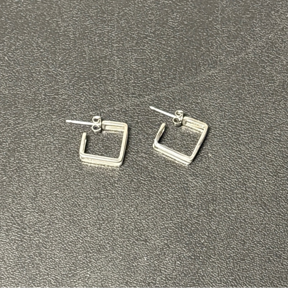 Elegant Silver Square Hoop Earrings